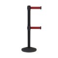 Montour Line Stanchion Dual Belt Barrier Black Post 13ft. Maroon Belt M630D-BK-MN-130